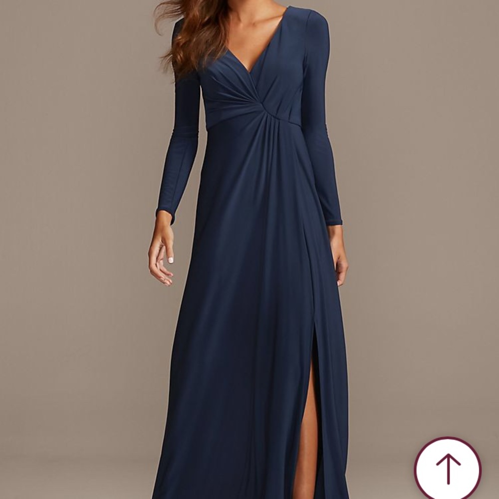 NWT navy blue long sleeve bridesmaid dress with slit!